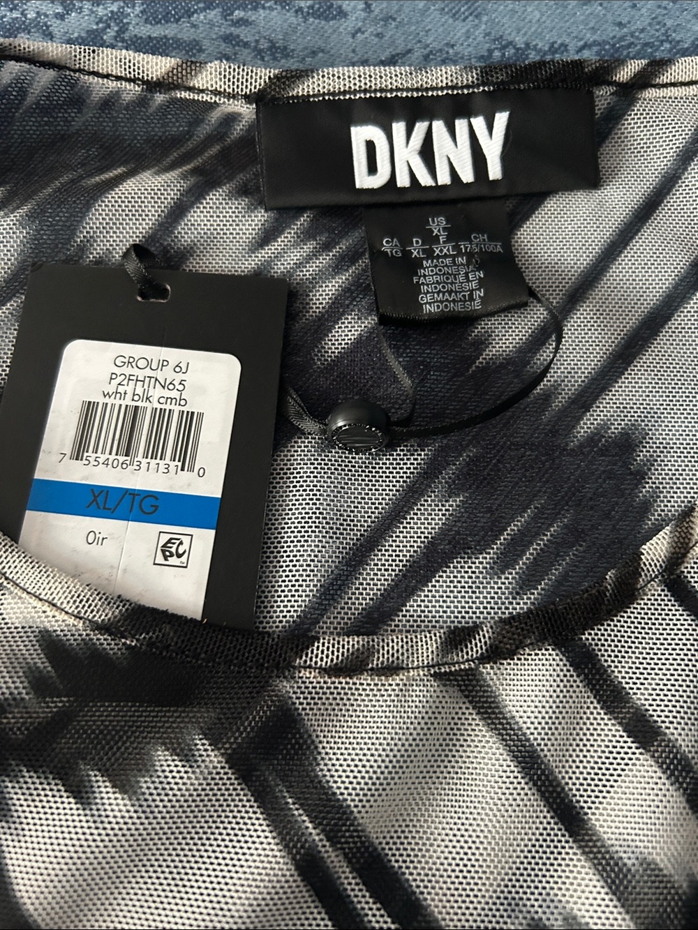 DKNY Black & White Abstract Print Sleeveless Tank size XL - Picture 2 of 4